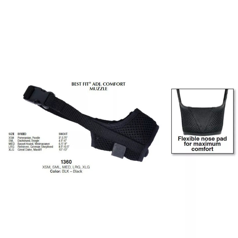 Coastal Pet - Best Fit - Adjustable Comfort Dog Muzzle, Black, 4.5' - 6' (Small)