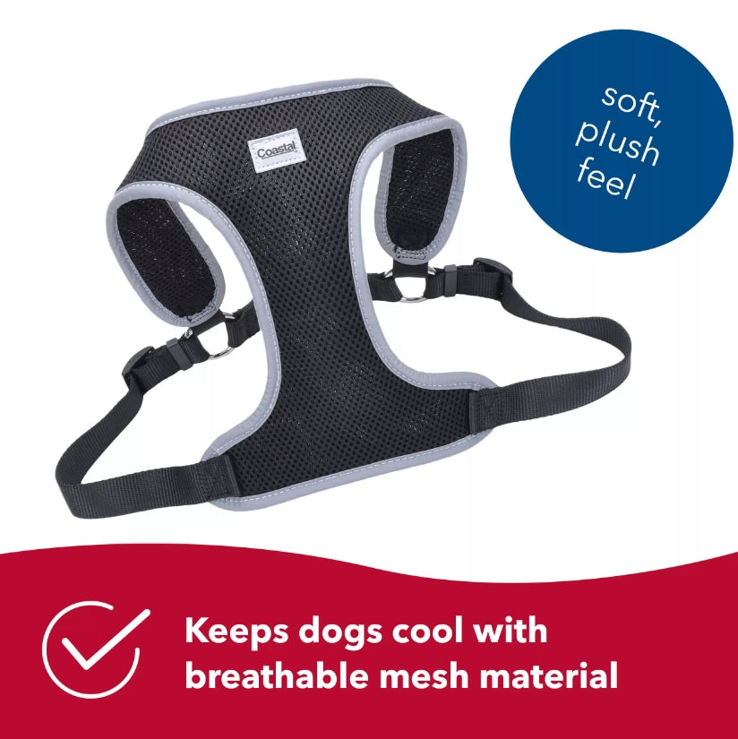 Coastal Pet Comfort Soft Reflective Wrap Adjustable Dog Harness - No-Pull Dog Harness For Small & Large Dogs - Blue Lagoon - 3/4' X 20'–29'