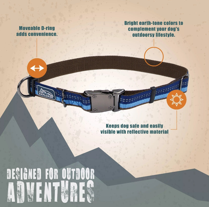 Coastal Pet - K-9 Explorer - Brights Reflective Adjustable Dog Collar, Ocean, 5/8' X 12'-18'