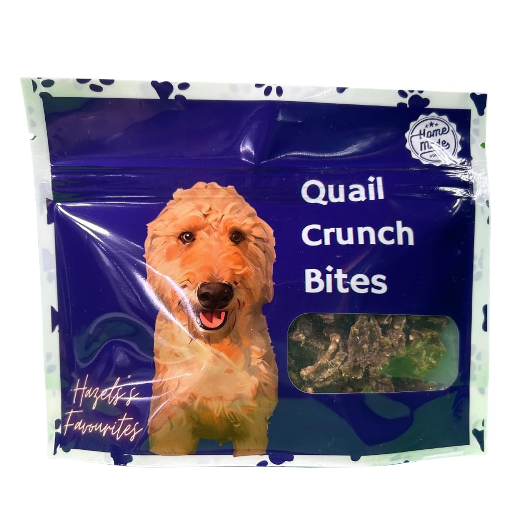 Quail Crunch Bites: Gourmet Dehydrated Dog Treats with Quail Meat & Shells | Premium Healthy Dog Treats for Training | Organic Ingredients for a Happy Palate