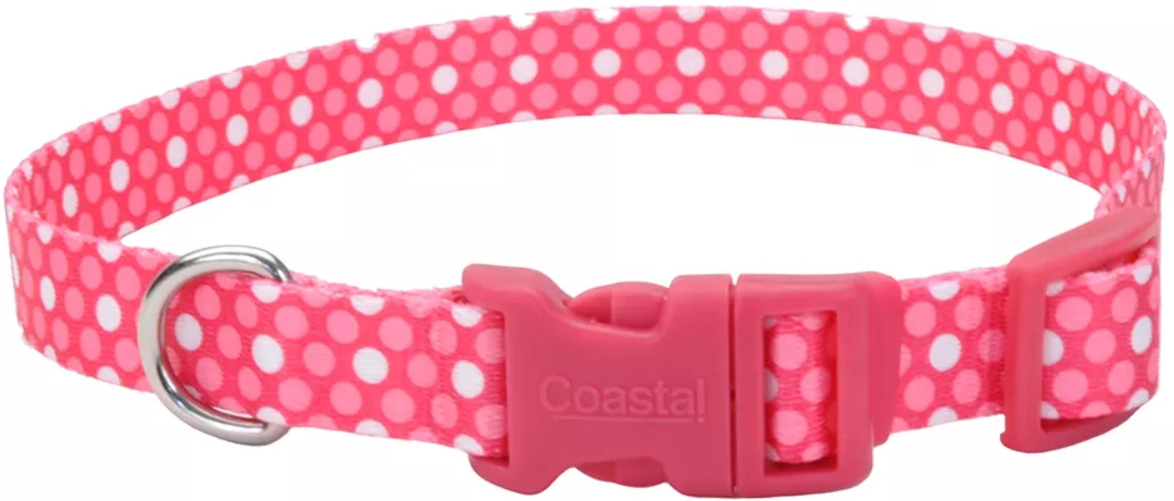 Coastal Pet Styles Adjustable Dog Collar Pink Dots