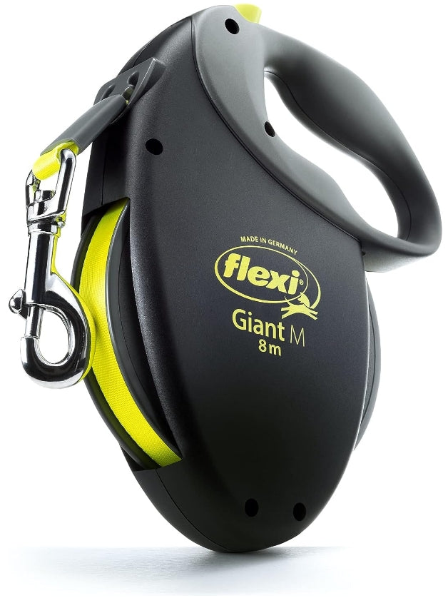 Flexi Giant Tape Retractable Dog Leashes For Medium Dogs Upto 55 Lbs. – 26 Ft., Black | Tangle Free Pet Walking Leash With One-Handed Brake, Pause, Lock|German Quality Product