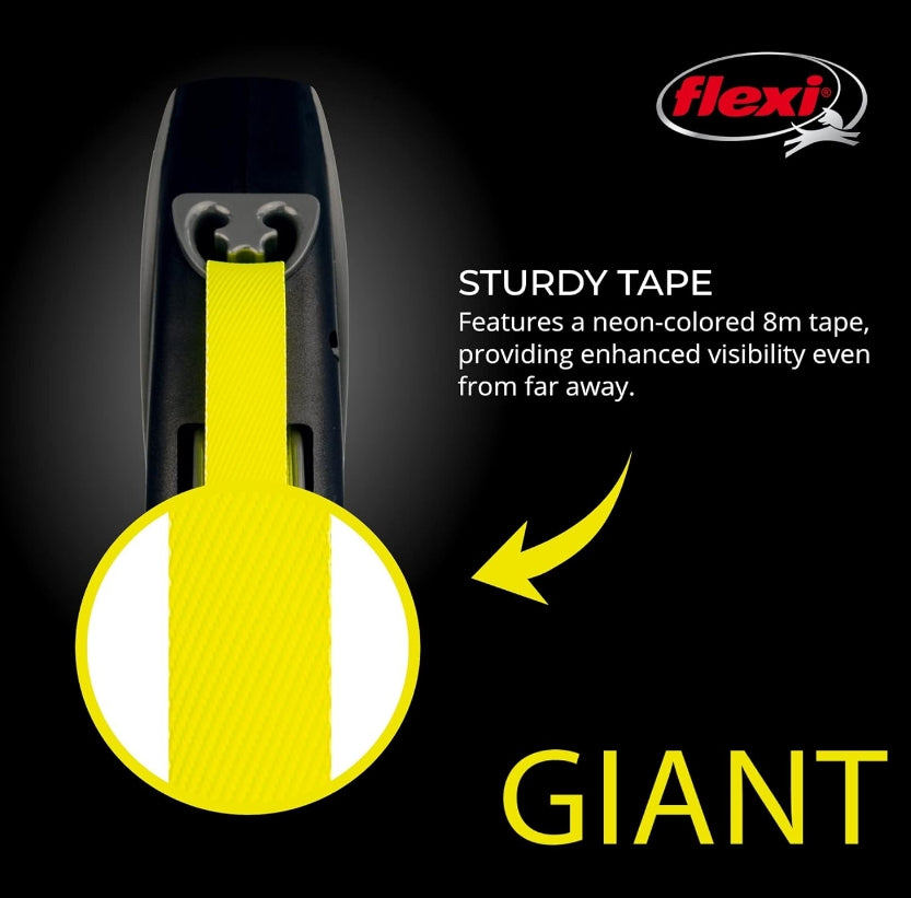Flexi Giant Tape Retractable Dog Leashes For Medium Dogs Upto 55 Lbs. – 26 Ft., Black | Tangle Free Pet Walking Leash With One-Handed Brake, Pause, Lock|German Quality Product