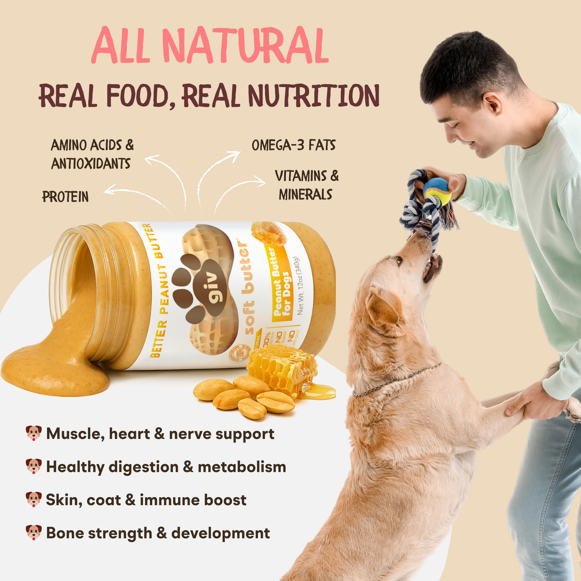Dog Peanut Butter 4oz Pouch (3 Count) with Lick Mat