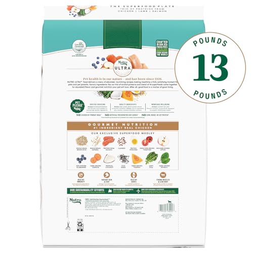 Nutro Ultra Senior Dry Dog Food with a Trio of Proteins from Chicken, Lamb and Salmon, 13 lb. Bag