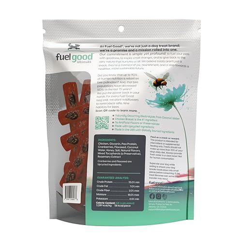 Fuel Good Ultimutt High Protein Bars with Electrolytes - Chicken Recipe with Cranberries and Flaxseed High Protein Dog Treats -