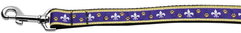 Pet Dog and Cat Nylon Collar or Leash, "Purple & Yellow Fleur De Lis" 1" w x 4 ft. leash