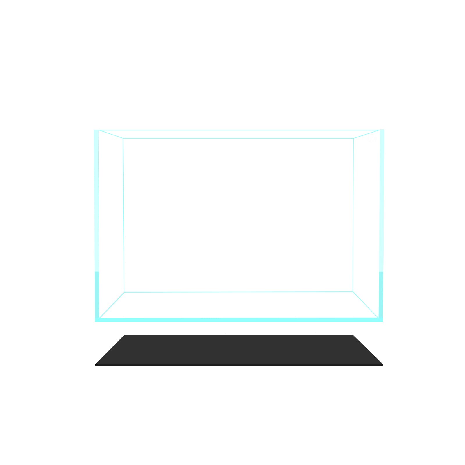 Fzone 48 Gal Rimless Low Iron Fish Tank Nova Clear Ultra-White 45 Mitered Edges Translucent Glass Anata Series Aquarium W/Black