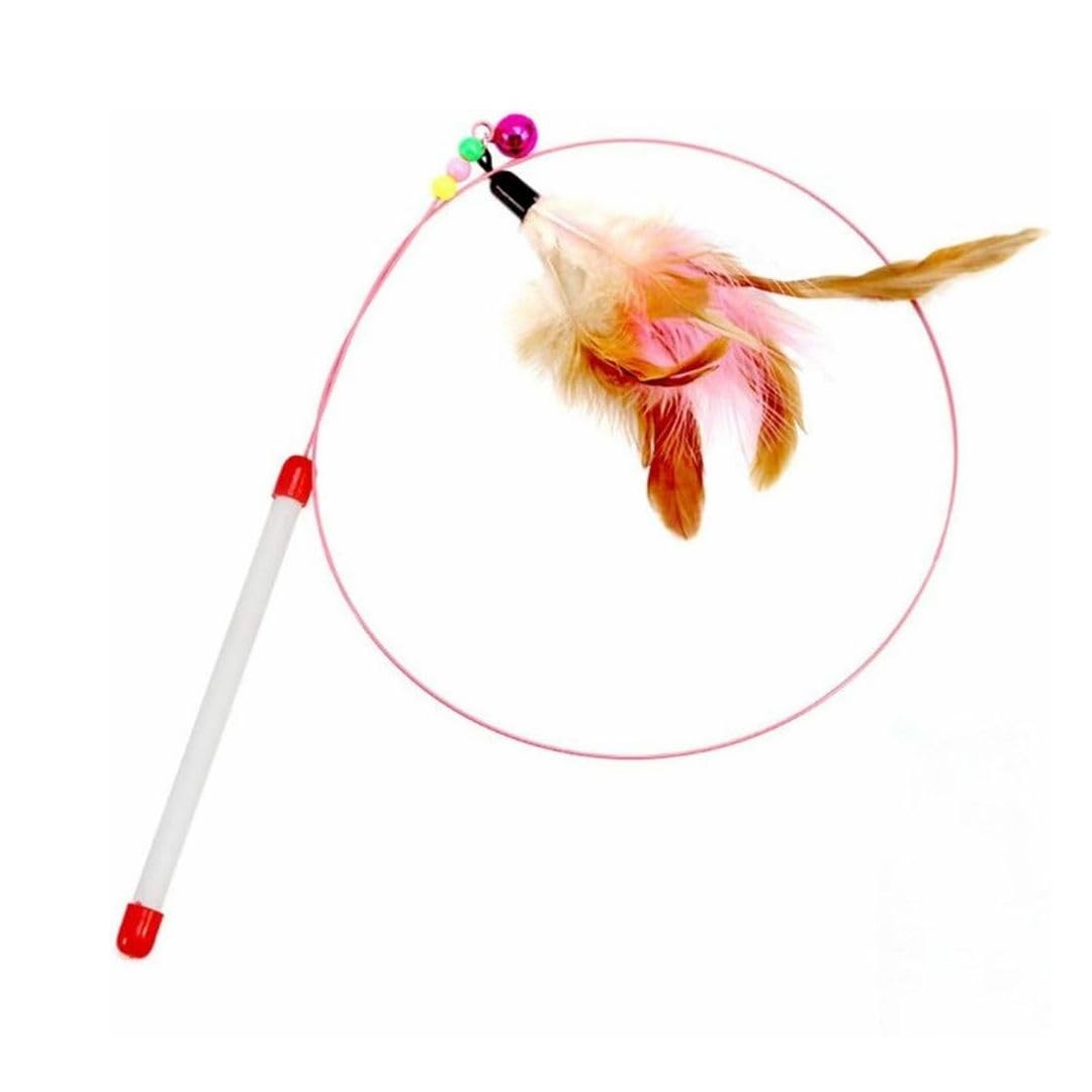 Pet Fun Interactive Cat Teasing Stick | Engaging Feather Wand Toy Set For Kitten & Cats, Activity Cat Teaser Play Stick With Bel
