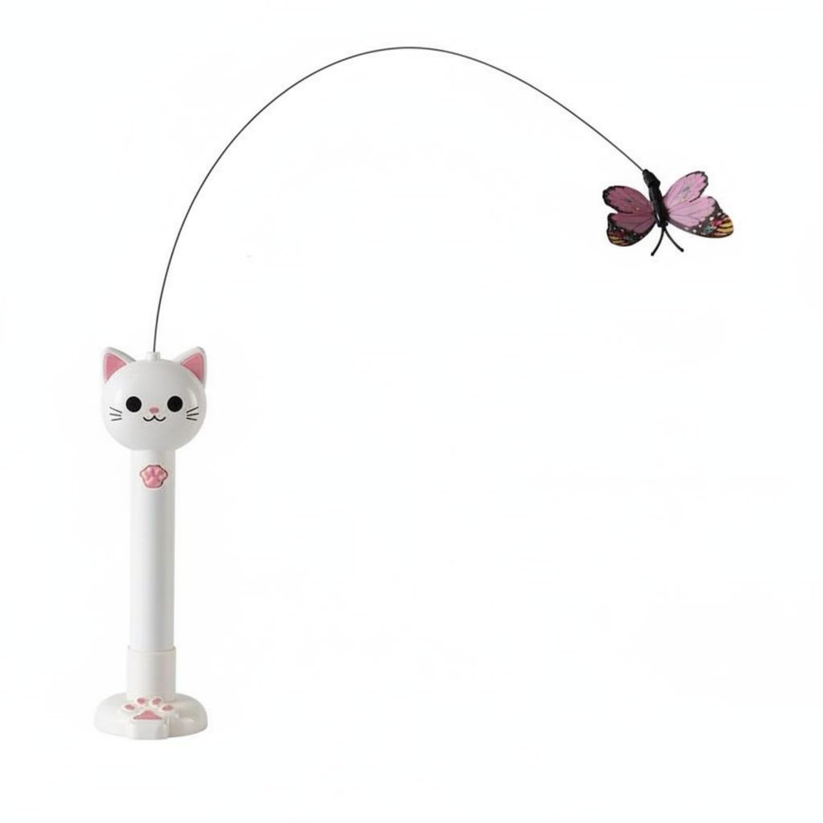 Heavenglow Rotating Butterfly Feline Toy HandsHandsOff Suction Cup Feline Wand Interactive Kitten Wand For Cats, Indoor, Pink