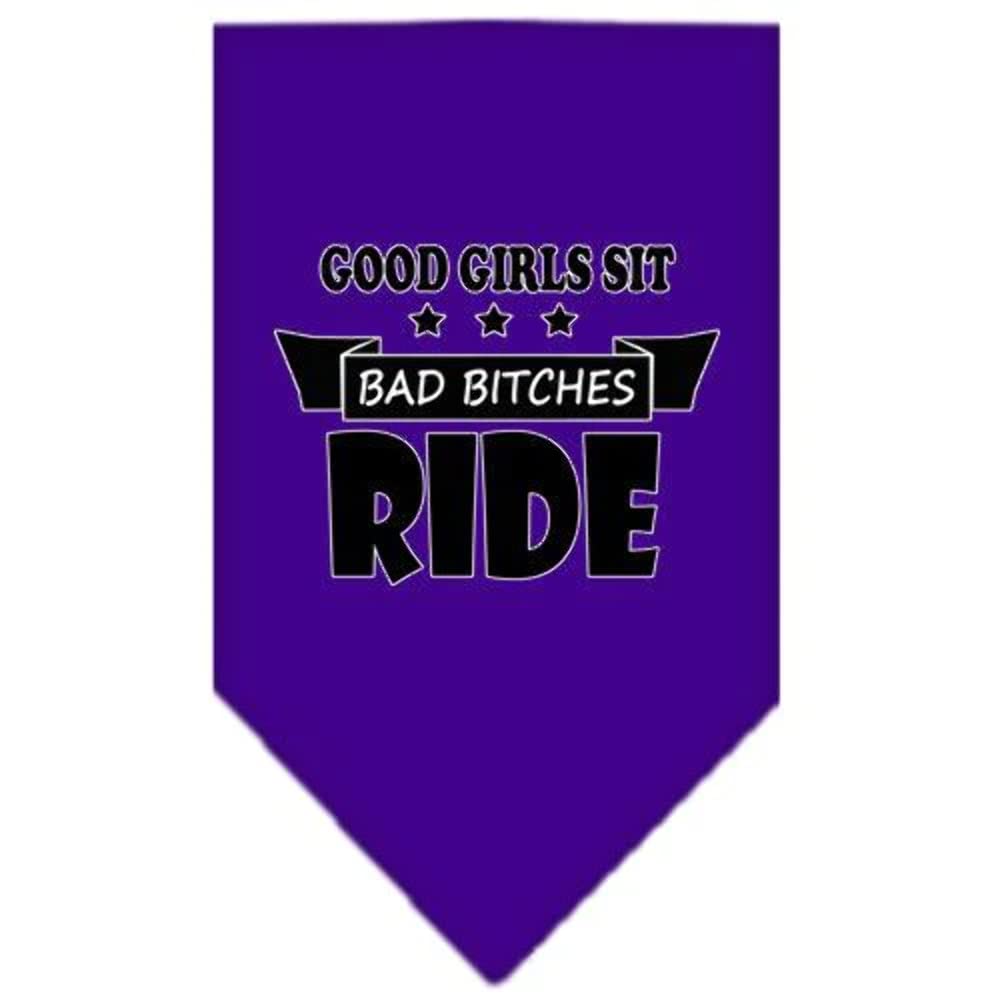 Mirage Pet Product Bitches Ride Screen Print Bandana Purple Small
