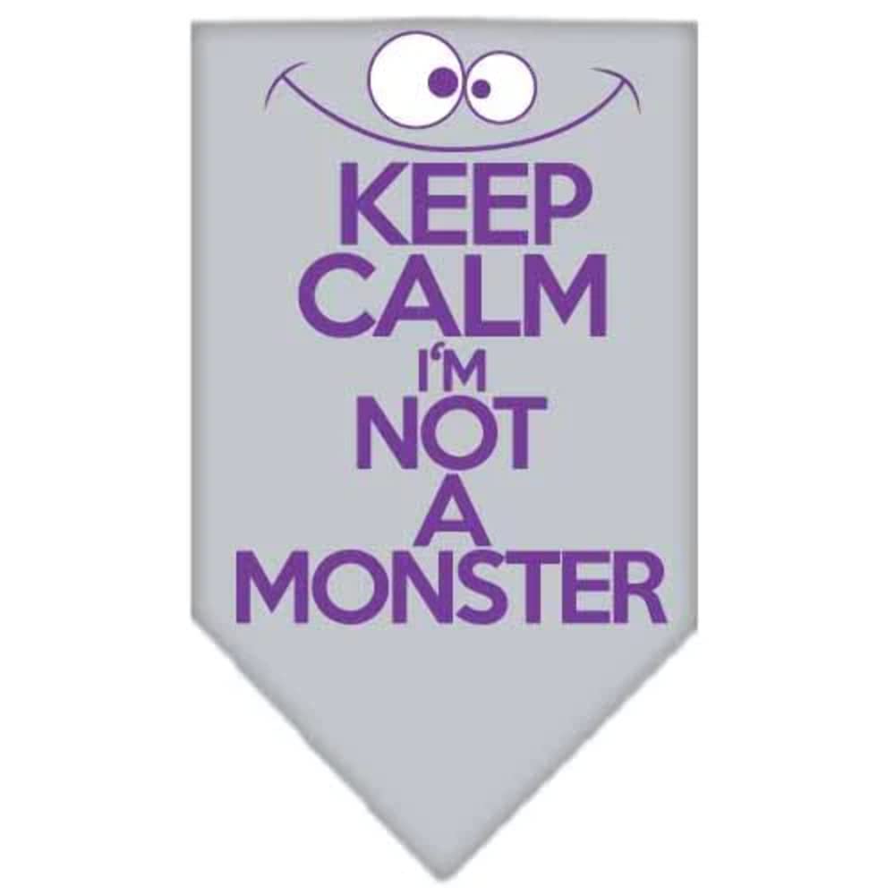 Pet and Dog Bandana Screen Printed, "Keep Calm, I'm Not A Monster" Lime Green Large