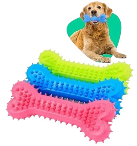 Dog Chew Toy Rubber Bone For Puppies & Dogs | NonToxic Durable Pet Teething Toy For Aggressive Chewers | Dental Care Training B