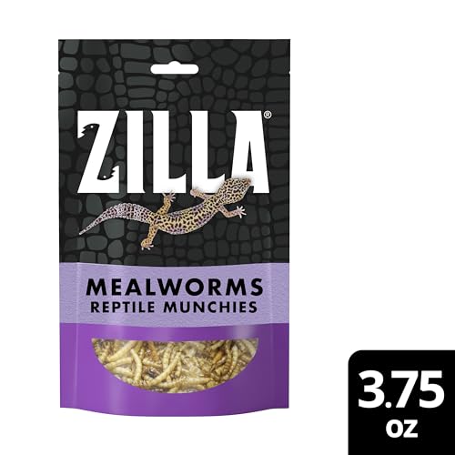 Zilla Reptile Munchies, Mealworms, All-Natural, Dehydrated Mealworms, Ideal for Bearded Dragons, Leopard Geckos, Chameleons and