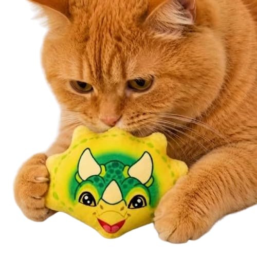 Mutt Of Course Jurassic Triceratops Catnip Toy For Cats | Dinosaur Interactive Pet Toy | Teaser Plaything For Persian Kittens