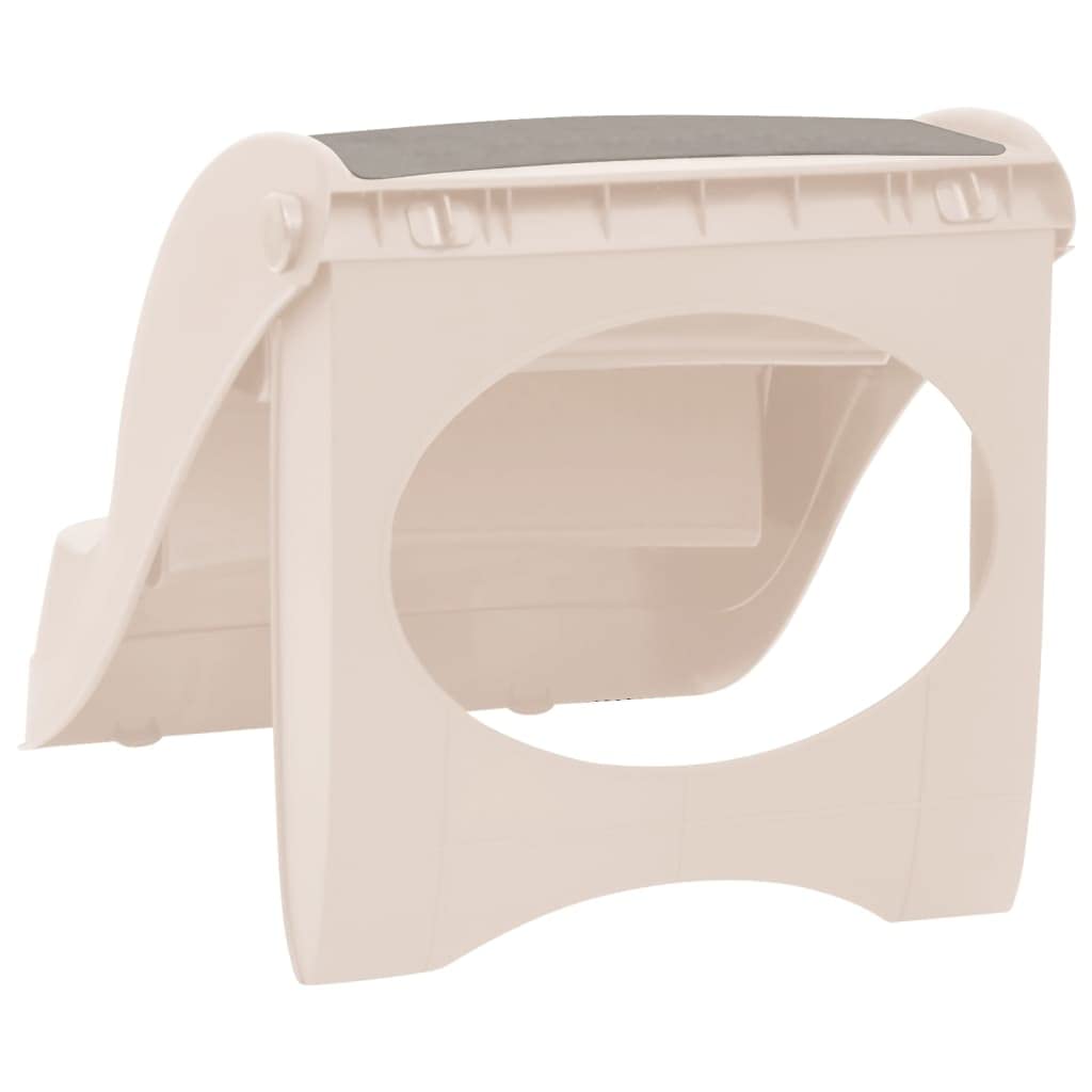 Vidaxl Folding Pet Stairs, 3-Step, Non-Slip Steps, Easy Assembly, Suitable For Small And Large Pets, High Load Capacity, Space Saving Design, Cream Plastic
