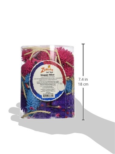 Zanies 42-Piece Moppy Mice Canister Set Toy, Assorted Colors, Polyester Moppy Fabric, Model ZA11070 42