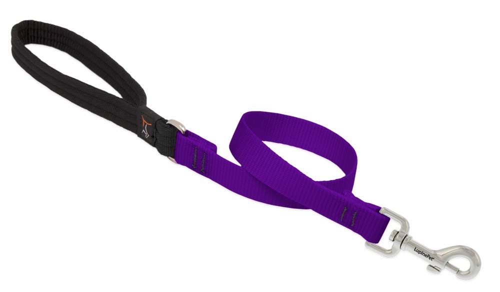 Traffic Leash by Lupine in 3/4 Wide Purple 2-Foot Long with Padded Handle