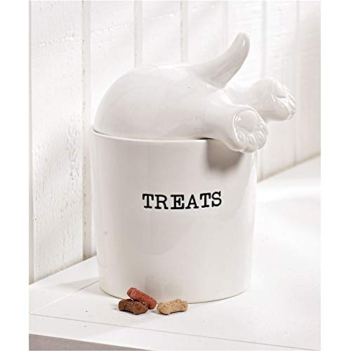 Mud Pie Dog Tail Treat Canister - Ceramic Dog Treat Jar
