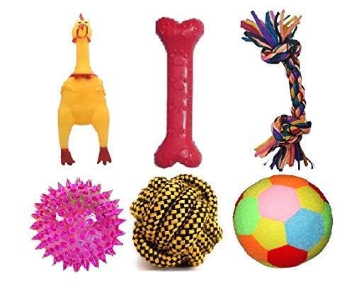 D&C Paws Set Of 6 Rope Teether Ball Chew Toys For Puppies, Durable Cotton Rope Toys For Teething, Dental Health, And Playtime (P