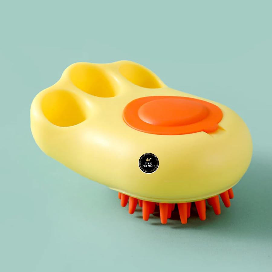 Psk Pet Mart Silicone Pet Grooming Brush | PawShaped Bath And Massage Tool For Dogs And Cats | Gentle Detangling And Hair Remov