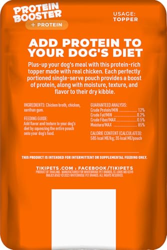Tiki Dog Born Carnivore Protein Booster Dog Food Topper, Chicken Recipe in Broth, 2.1 oz. Pouch (12 Count)