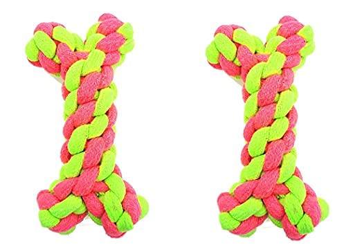 Pet Guard Attractive Rope Dog Chew Toy Bone For Teething Puppies, Chewing And Playing(Pack Of2)