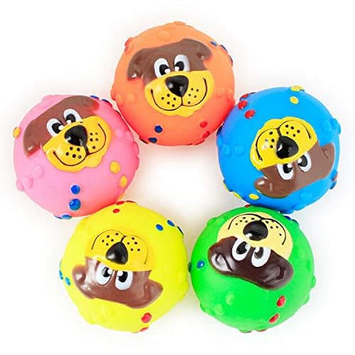 D&C PAWS Dog Ball Funny Teeth Silicon Toy Chew Squeaker Squeaky Sound Toy Ideal for Playing and Chewing Dogs & Puppies (Pack of 