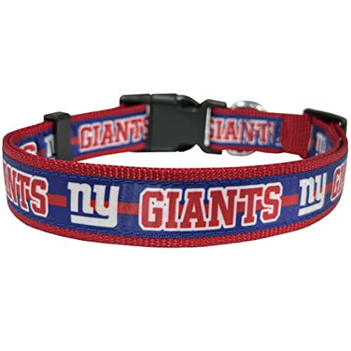 Pets First NFL New York Giants Licensed PET COLLAR, Small - Heavy-Duty, Strong, and Durable Dog Collar. Available in 31 Football