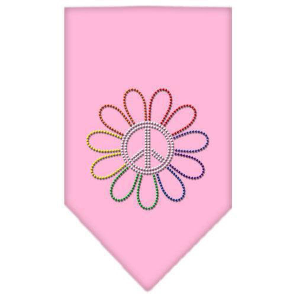 Mirage Pet Products Rainbow Peace Flower Rhinestone Bandana, Large, White