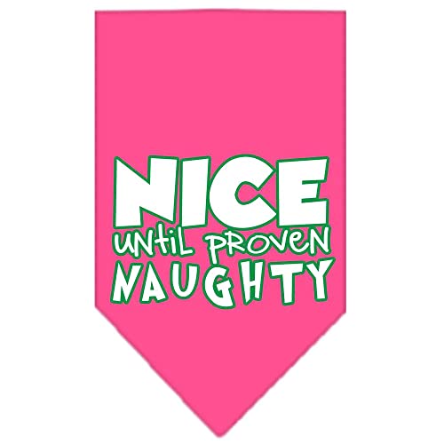 Mirage Pet Products 66-164 LGLMG Nice Until Proven Naughty Screen Lime Green Print Bandana, Large