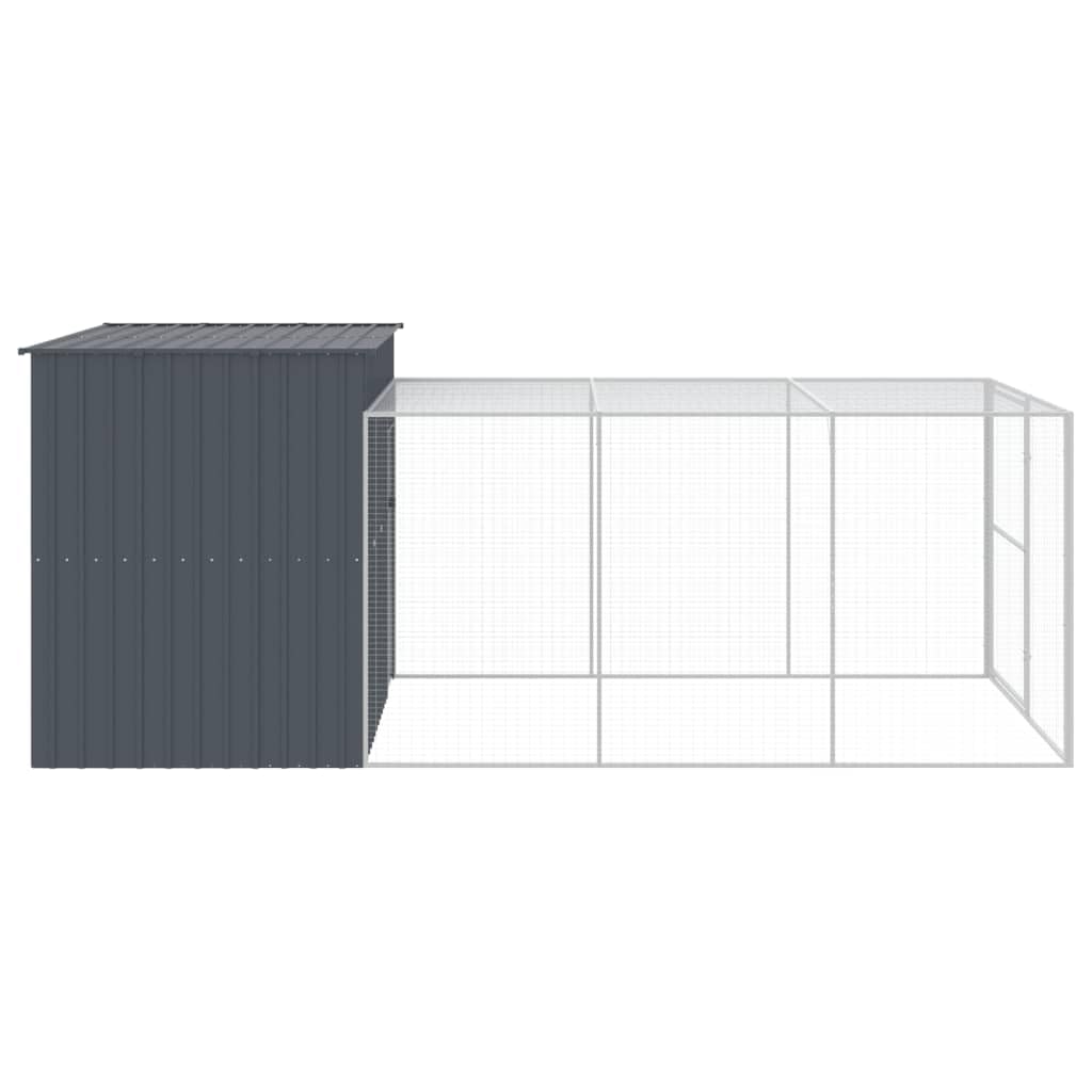 vidaXL Dog House with Run Anthracite 84.3x179.9x71.3 Galvanized Steel