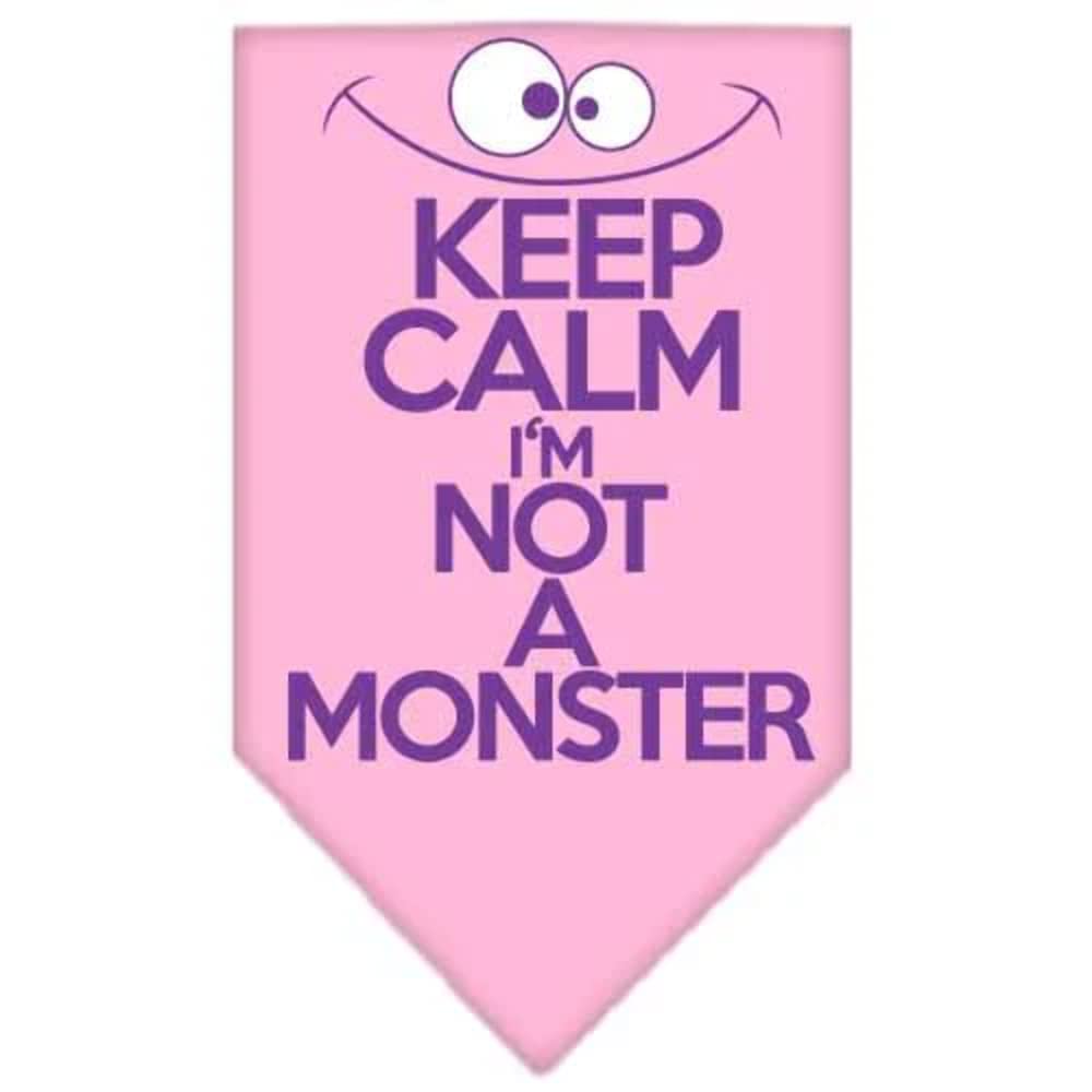 Pet and Dog Bandana Screen Printed, "Keep Calm, I'm Not A Monster" Lime Green Large