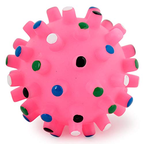 Psk Pet Mart Pack Of 2 Pet Dog Puppy Thorny Ball Molar Teeth Cleaning Chewing Squeaky Sound Toy  Pink