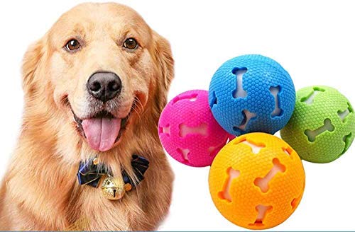 Psk Hard Squeeze Squeak Ball Dog Toy Bone Design 1 Piece (Pink, Single Pack)