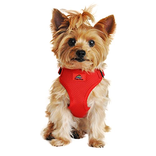 Doggie Design Soft Lightweight Wrap And Snap Choke Free Dog Harness - Flame Red (L)