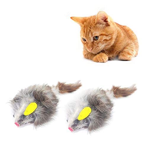 Psk Pet Mart 2Pcs Creative Pet Cat Toys Fur False Plush Fake Mouse Kitten Cat Playing Toy  Color May Vary