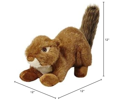 Fluff & Tuff SQUEAKERLESS Red Squirrel Plush Toy, 12" Cotton Dog Toy