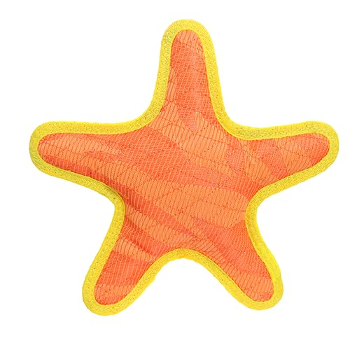 Dura Force - Durable Woven Fiber - Star Orange & Yellow - Squeakers - Multiple Layers. Made Durable, Strong & Tough. Interactive