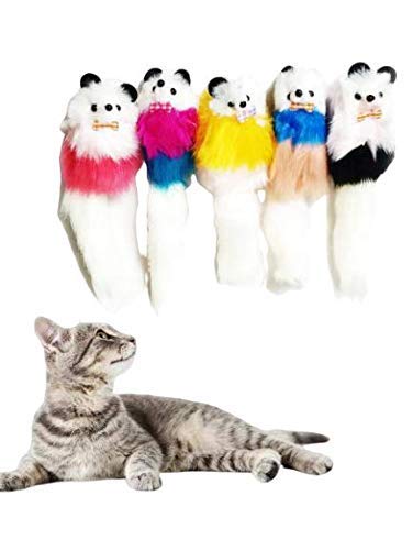 Psk Pet Mart Real Fur Mouse Cat Toy  02 Piece (Color May Vary From Images Shown)