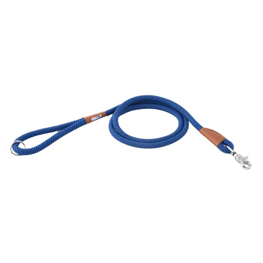 Zippypaws Mod Essential Dog Leash, Durable Rope Leash With Leather Accents, 5 Ft Long, Navy