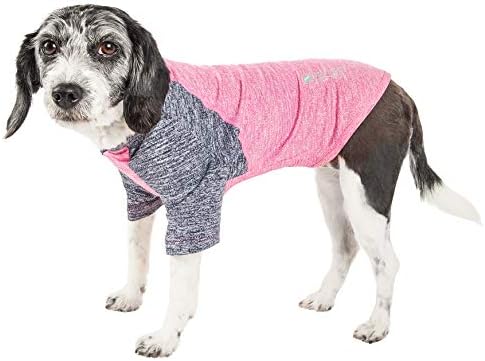 Pet Life  Active Hybreed 4Way Stretch Twotoned Performance Dog Tshirt, Pink W/ Navy  Xsmall