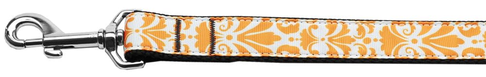 Mirage Pet Products Damask Orange Nylon Dog Leash 3/8 inch Wide 4ft Long