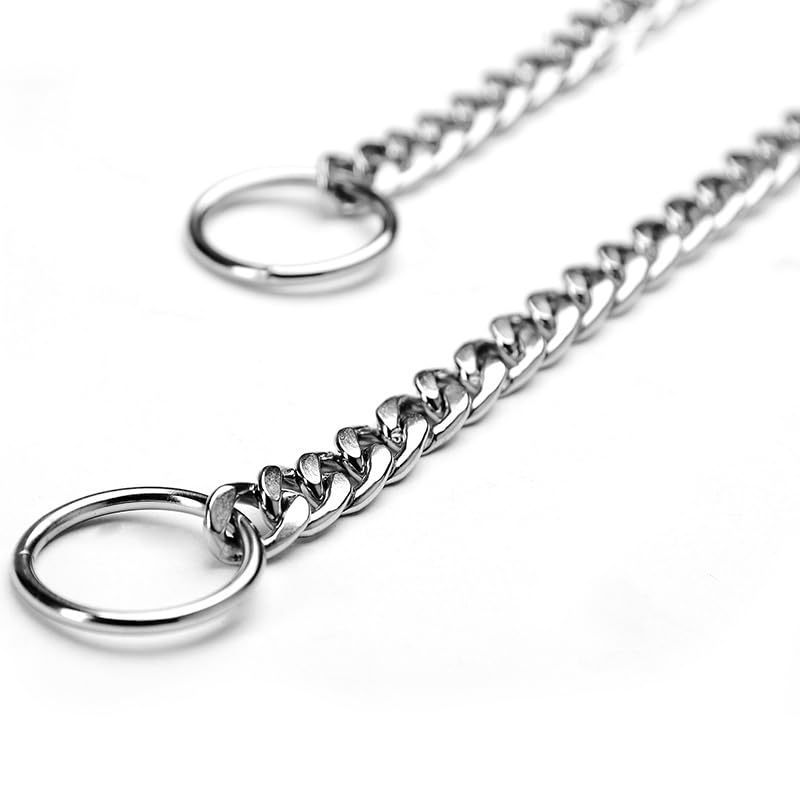 Flat Dog Chain Collars, Heavy Duty Dog Necklace Collar, For Training, Chew Proof Martingale Puppy Collars For Xxs Xs Small Mediu