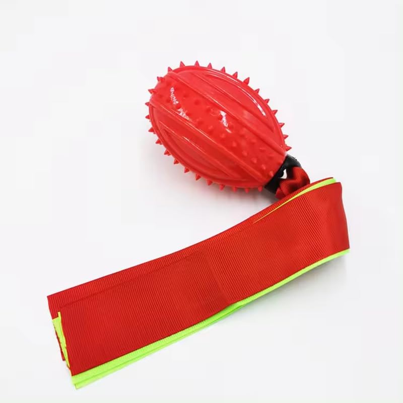 Psk Pet Mart 1Pcs Natural Rubber NonToxic Solid Interactive Dog Toothbrush Pet Chew Play Toy Bitedog Rugby With Ribbon Toy