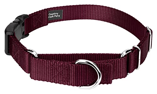 Country Brook Petz - Made In The Usa - Durable Nylon Martingale With Deluxe Buckle - 30+ Vibrant Color Options (Burgundy, 3/4 Inch, Small)