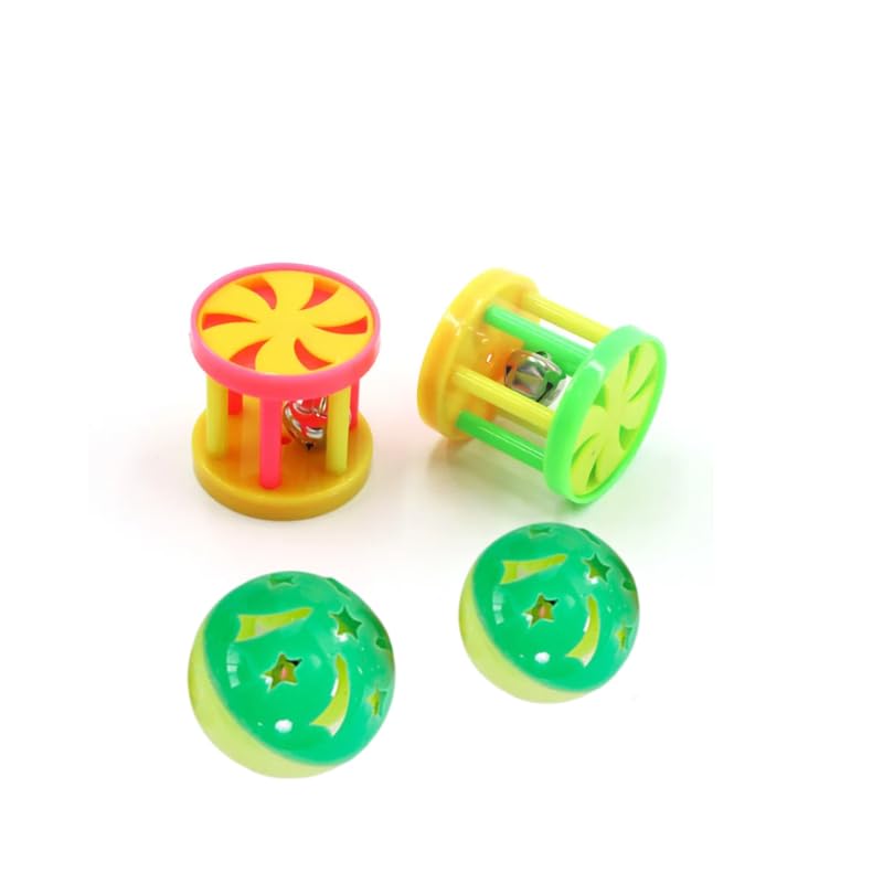 Dog Trust 4 Pcs Pack Cat Toy Balls With Bell,Cat Bell Ball Toy,Jingle Bell Cat Toy Interactive Plastic Cat Toy Ball For Indoor P