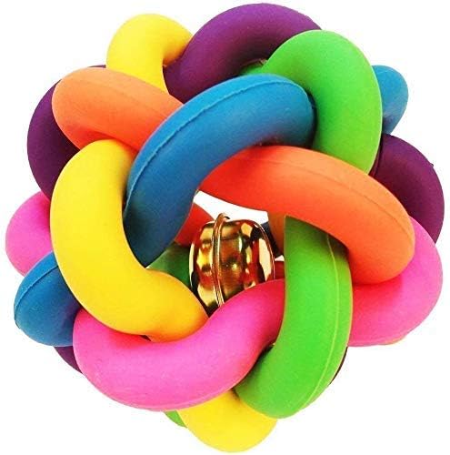ONELINK Mall Pet Chew Toys Dog Colorful Bouncy Rubber Balls with Bell for Dogs(Large)