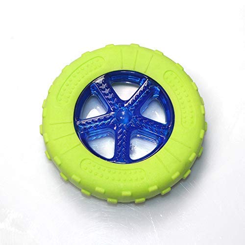 Black Dog Rubber Tpr Tires Extreme Chew Wheel Dog Toy, Medium/Large (Multicolor) Rubber Squeaky Toy, Training Aid For Dog