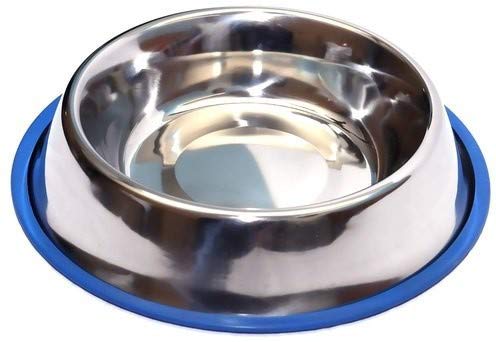 D&C Paws Round Stainless Steel Pet Bowl (900 Ml Silver) Diameter 25Cm (Pack Of 1) Stainless Steel Pet Bowl